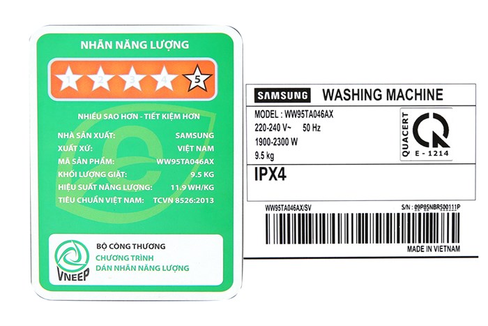 Máy Giặt Samsung Inverter 9.5 Kg WW95TA046AX/SV